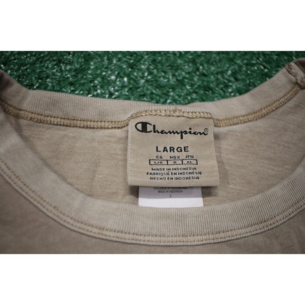 Champion Beige Logo T-Shirt Men’s Large Casual Athletic Tee - Picture 2 of 7